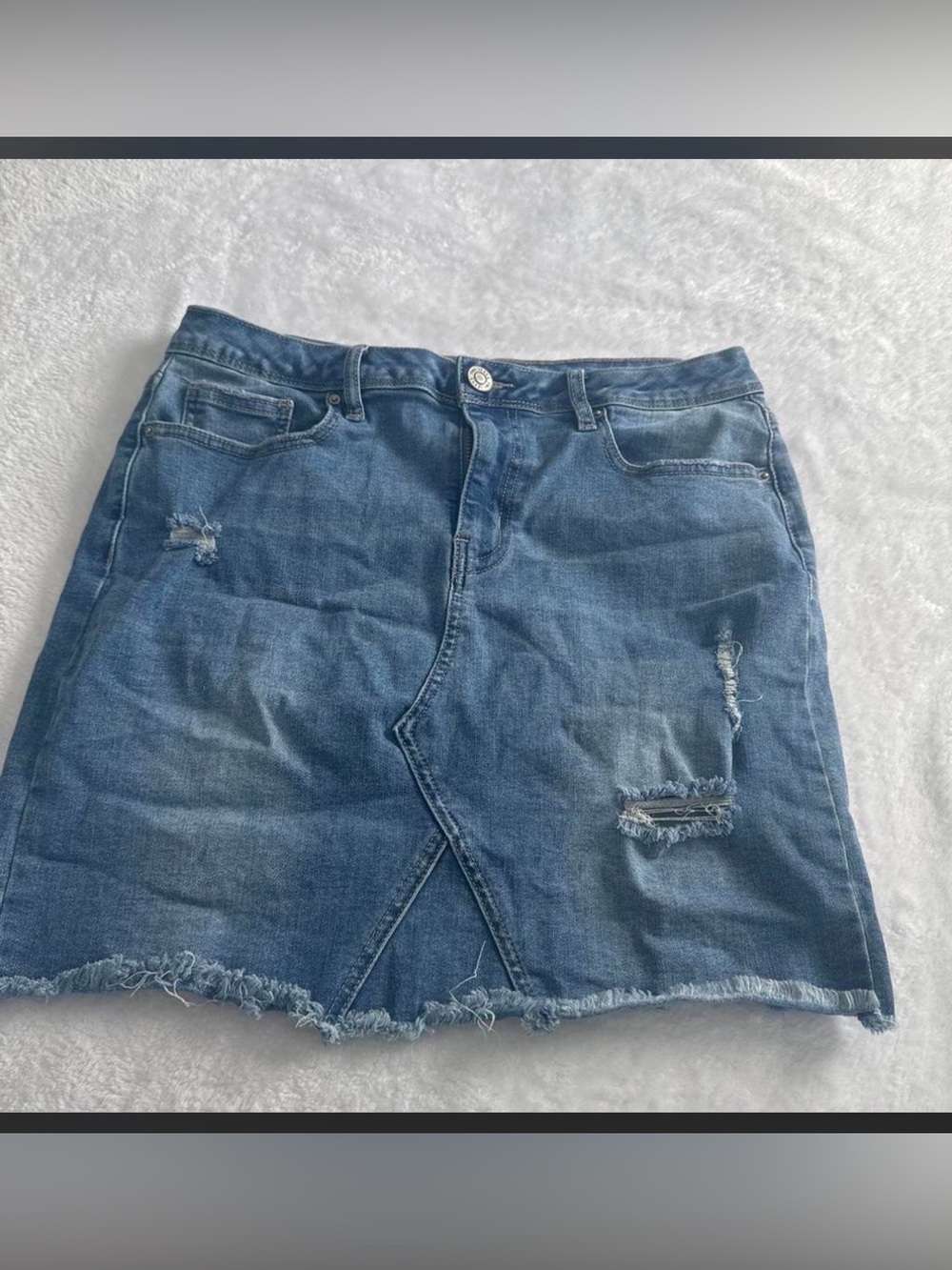 YMI Blue Distressed Denim Mini Skirt